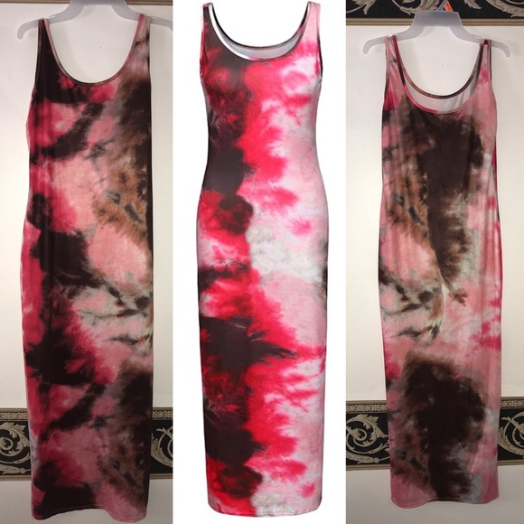 Pink Tie-Dye Tank Top Maxi Dress - Picture 1 of 3